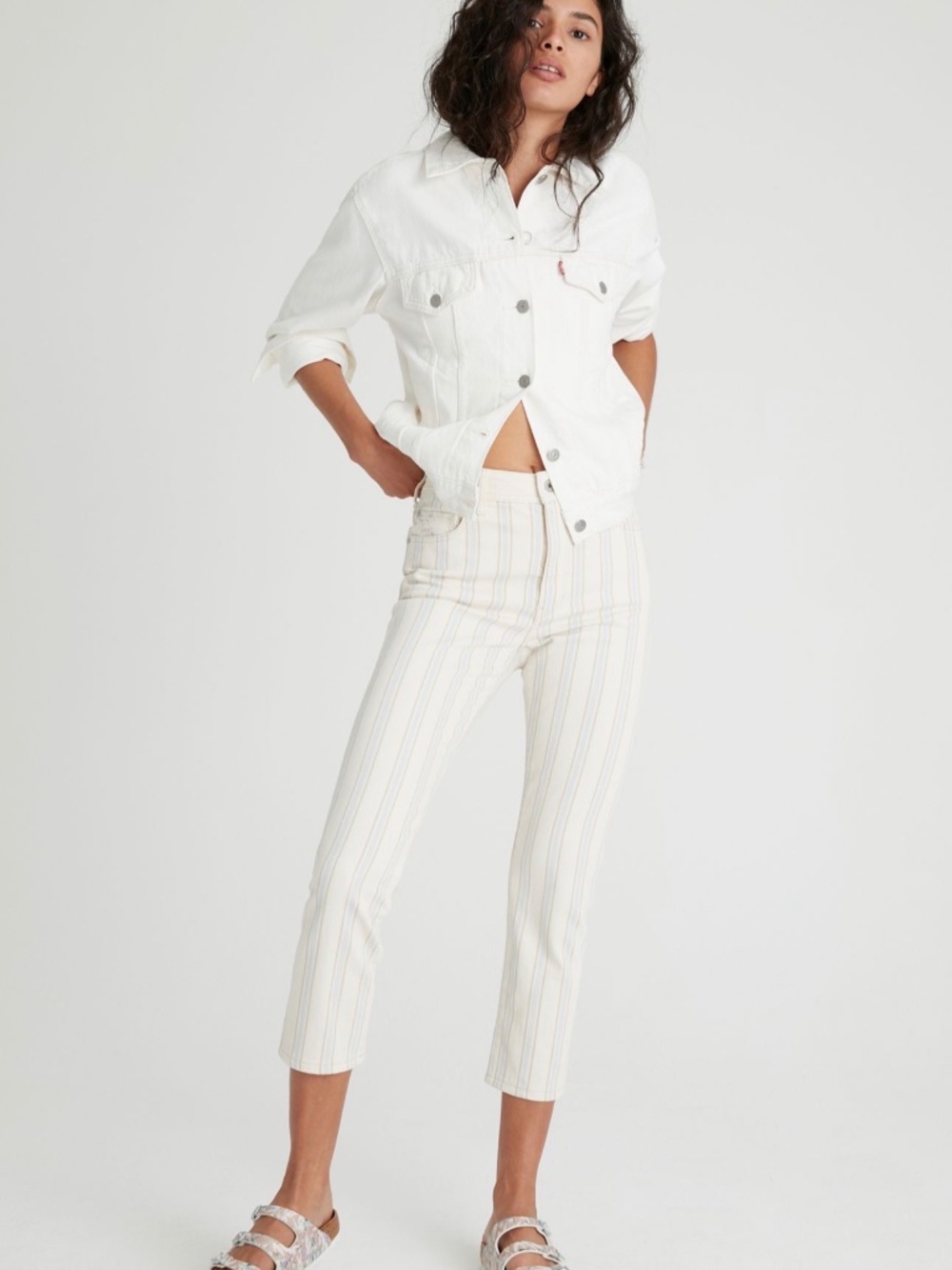 Anthropologie Pilcro Fleur‎ High Rise Slim Boyfriend Striped Jeans Women's 29
